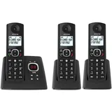 ALCATEL F530 Voice Trio - Schnurloses Festnetztelefon DECT mit Anrufbeantworter - Großes beleuchtetes Display - Lautsprecher - Anrufblockierungsfunktion - 2 Direktwahltasten - 3 Mobilteile - Schwarz