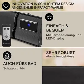 Blumfeldt Heizstrahler, Elektrische Heizung für Terrasse, Infrarotstrahler mit Fernbedienung, Timer, LED-Anzeige, IP44 Infrarot Heizstrahler Innen... - Schwarz