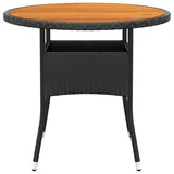 vidaXL Gartentisch Ø80x75 cm Akazienholz und Poly Rattan Schwarz