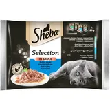 Sheba Selection in Sauce 52x85g Beutel mit Weißfisch, Lachs, Kabeljau, Thunfisch