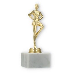 Pokal Kunststofffigur Drill Team gold auf weißem Marmorsockel 17,8cm