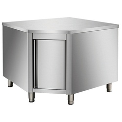Skyrainbow Arbeitsschrank aus Edelstahl, Eckmodul 600er Bautiefe