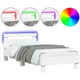 vidaXL Bettgestell mit Kopfteil und LED-Leuchten Weiß 90x190 cm