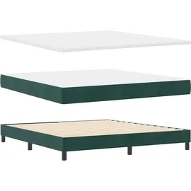 vidaXL LED Boxspringbett mit Matratze Dunkelgrün 180 x 200 cm Samt
