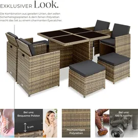 Tectake Rattan Set 8-tlg. Natur