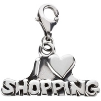 schmuck23 Charm-Einhänger Charm Anhänger I love Shopping 925 Silber Kettenanhänger (1-tlg), Für Armband, Halskette oder Schlüsselanhänger silberfarben