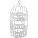 PrimoLiving Metall Deko Vogelkäfig weiß - Hochzeitsdeko Vintage - P-403 Gr. L (ca. 17 x 32 cm) - Tischdeko Hochzeit Vogel Voliere Landhaus Stil