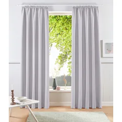 Vorhang »Raja, Gardinen mit Kräuselband, Vorhänge Wohnzimmer, modern, Vorhang«, (2 St.), 2er-Set, Bestseller, einfarbig, modern, pflegeleicht, Mikrofaser, 246500-5 silbergrau