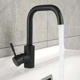 ZMH Wasserhahn bad Waschtischarmatur Waschbecken Armaturen schwarz Kaltwasserhahn mit Auslauf Höhe 100mm Hochdruck Armatur Edelstahl Einhebelmischer, Heiß und Kalt einstellbar