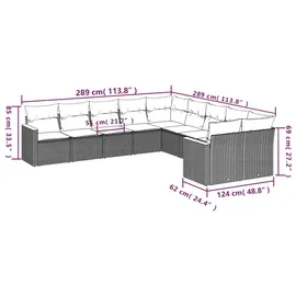 vidaXL Gartensofa-Set 10-tlg. schwarz