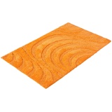 Pana PANA® Badematte mit Wellenmuster • Duschvorleger • 100% Baumwolle Badteppich • Ökotex zertifiziert • waschbar • saugstark • Größe: 60x100cm • Farbe: Orange