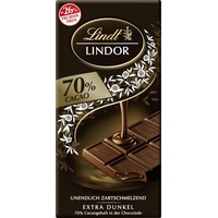 Lindt Schokolade LINDOR 70 % Kakao, Promotion | 100 g Tafel | Edelbitter-Schokolade mit einer unendlich zartschmelzenden Füllung | Schokoladentafel | Schokoladengeschenk, 2023 Version