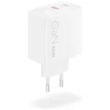 Lenovo Dual USB-C 65W GaN-Ladegerät/ Netzteil Weiß inkl. USB-C Kabel (1,5m)