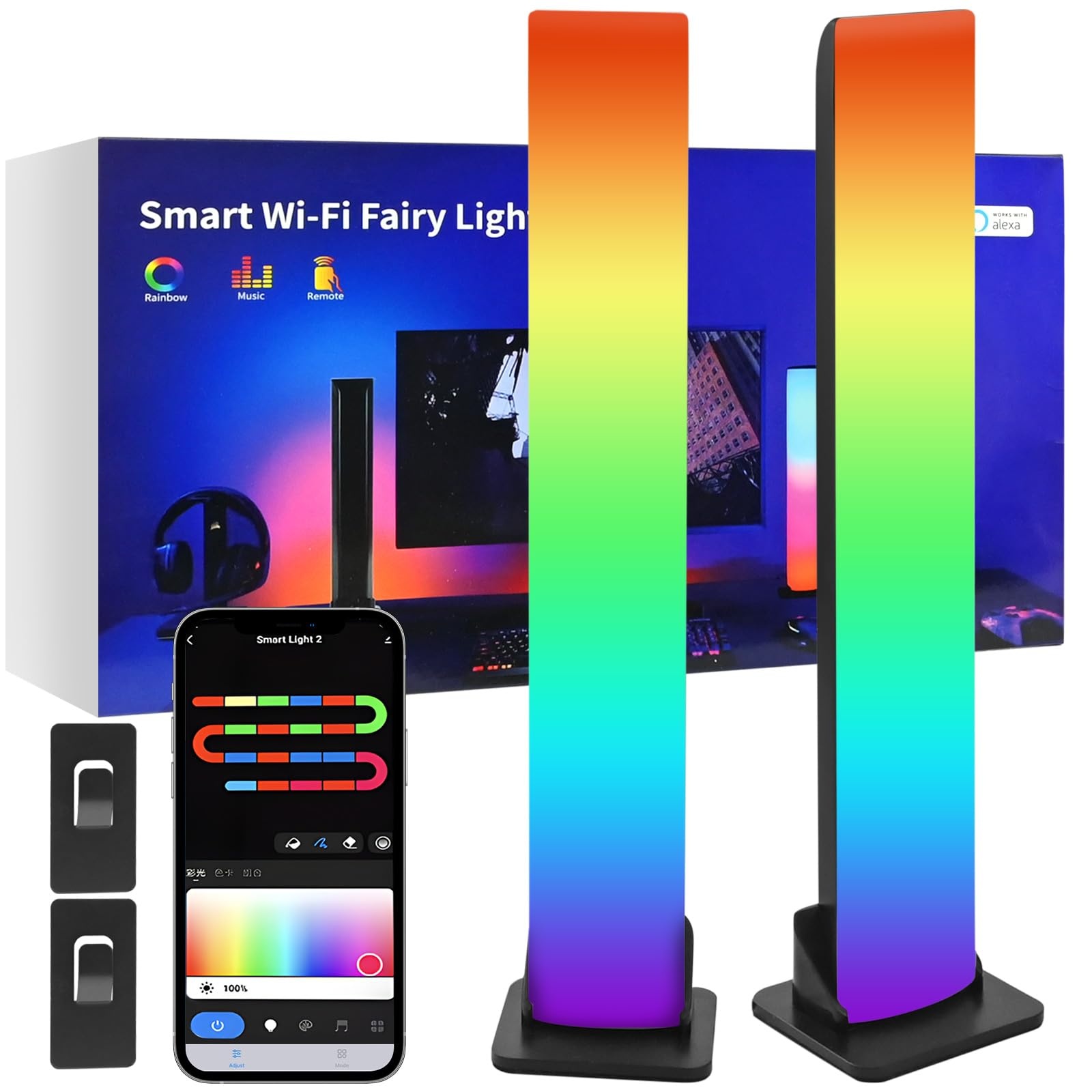 RGB Lightbar, Musik Sync RGB IC LED Light Bar Smart, USB Betrieben Ambient Lampe, Farbwechselnde Gaming TV Hintergrundbeleuchtung mit Fernsteuerung,für Gaming, Deko, PC, TV, Raumdekoration