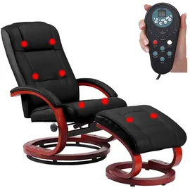 MCW Relaxsessel mit Hocker und Massagefunktion Kunstleder, schwarz