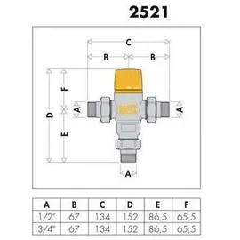 CALEFFI Solar-Thermomischer f Eingangstemperaturen b 100 GradC 3/4Zo, Zubehör Heizen