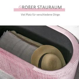 Homcom Sitzbank Polsterbank mit Stauraum Truhenbank für Wohnzimmer französische Stil Samt Rosa 81 x 40 x 41 cm
