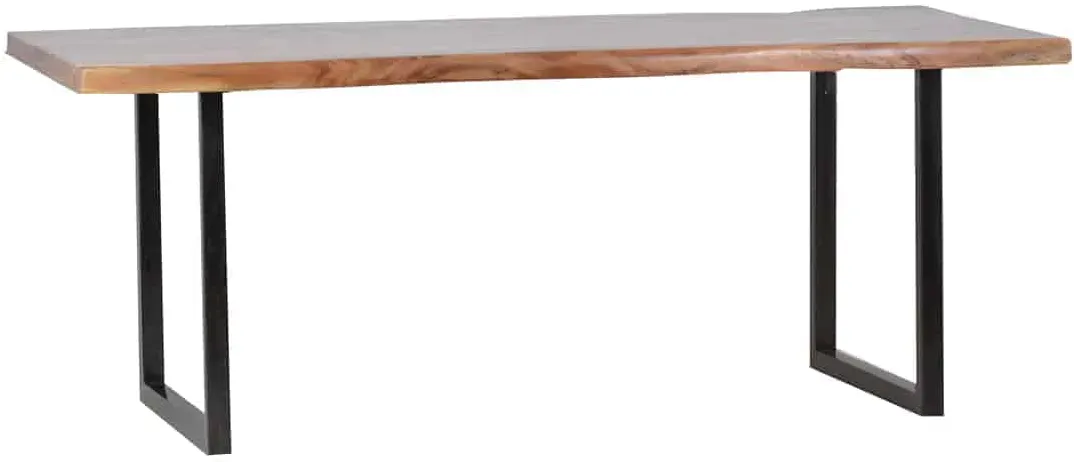 Esstisch 'Vanaja'   180x90 cm, Teak/Antikschwarz Massivholz, Metall Teak