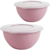 Centi Schüssel mit Deckel 5l vielseitig, für Salat, Teig, Aufbewahrung, Pastellrosa, 2er-Set - Rosa