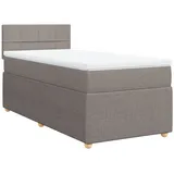 vidaXL Boxspringbett mit Matratze Taupe 100x200 cm Stoff