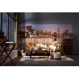 KOMAR Fototapete Brooklyn Nights - Größe 368 x 124 cm, 4 Teile inklusive Kleister - Tapete, Wohnzimmer, Schlafzimmer
