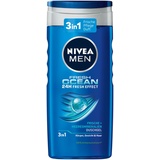 NIVEA MEN Fresh Ocean Duschgel (250 ml), revitalisierende Pflegedusche mit ozeanfrischem Duft, Männer Duschgel mit Meeresmineralien für Körper, Gesicht und Haar