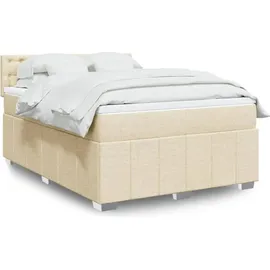vidaXL Boxspringbett mit Matratze Creme 140x200 cm Stoff