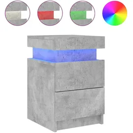 vidaXL Nachtschrank mit LED-Leuchten 35 x 39 x 55 cm Betongrau
