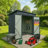 Albatros Gerätehaus L – verzinktes Metall in Anthrazit (RAL 7016) 176x112x173cm, 4,1m3 Inkl. Schloss | Werkzeughaken wetterfest