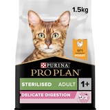 Purina PRO PLAN Sterilised Adult Delicate Verdauung | Reich an Huhn | Trockenfutter | Katze | 1,5 kg