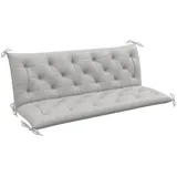Outsunny Bankauflage 150 x 98 x 8 cm, mit Bändern, (3 Sitzer Bankkissen, 1 St., Sitzkissen), für Gartenmöbel, Sitzbank Hollywoodschaukel, Hellgrau grau 150 cm x 8 cm x 98 cm