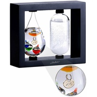 2in1-Galileo-Thermometer & Sturmglas mit elegantem Holzrahmen, schwarz