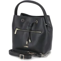 L.Credi Damen Bucket Bag/ Schultertasche NOVA Schwarz Gold Synthetik vegan - - Schwarz