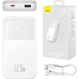 Baseus Powerbank Comet 20000mAh, USB do USB-C 22.5W (white) 20000 mAh 22.50 W), Powerbank Weiss