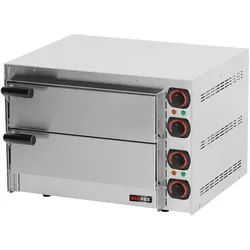 Gastro Pizzaofen Backofen Pizza Flammkuchen 230V 550x498x380mm 2 Kammern Timer