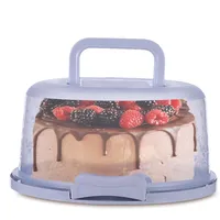 Yuemeuy Kuchen Transportbox Rund Mit Deckel Und Tragbarer | Kuchenbox Rund Ø 22cm | Tragegriff Kuchenbehälter | Lang 26cm Höhe 12cm | Sicherer Transport Von Desserts Wie Kuchen Und Muffins
