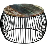 vidaXL Couchtisch Rund Altholz Massiv 68x37 cm