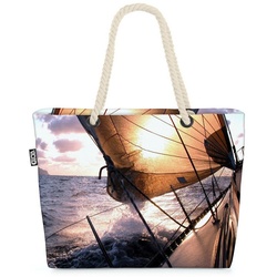 VOID Strandtasche (1-tlg), Segel Panorama Beach Bag Segeln Boot Urlaub Meer Reise Segelreise Kreuzfahrt bunt