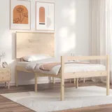 The Living Store Seniorenbett mit Kopfteil 100x200 cm Massivholz - Braun
