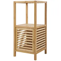 SVITA Badregal S mit Tür Badezimmerschrank mit Regal freistehend Natur Bambus