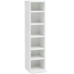 KADIMA DESIGN CD-Regal WL5.836 Holz 21x90x20 cm Offenes Bücherregal Schmal, CD Aufbewahrung Klein, Design Nischenregal Weiß, Standregal 6 Fächer Offen, CD