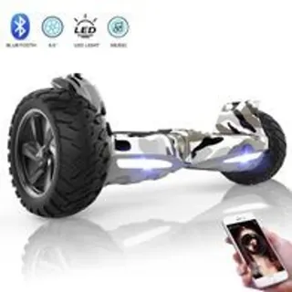 Hoverboard 8.5 Zoll, Premium Offroad Hoverboards - Bluetooth - Starker Dual Motor - LED - Elektro Skateboard Selbstausgleichender Elektroroller -Ge... - Weiß/Schwarz/Grün