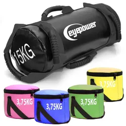 15kg Power Bag mit 4 Kettlebell Gewichten - 18x50 Home Training Sandbag 6 Griffe