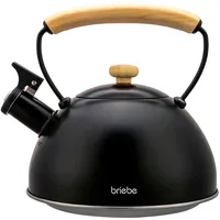 Briebe Wooden Wasserkessel Induktion Flötenkessel, Edelstahl Holzgriff Schwarz