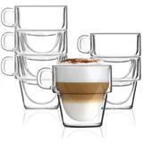 Vialli Design Doppelwandige Thermogläser | 6 x 280 ml | Gläser für Latte Macchiato, Cappuccino, Senso Kollektion, Latte Tassen, Kaffeetassen, Kaffeegläser, Hitzebeständiges Glas, Transparente