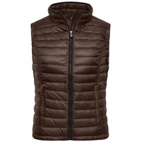 Ladies' Quilted Down Vest Sportliche Daunenweste mit Stehkragen schwarz/braun, Gr. L