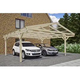 SKANHOLZ Westerwald Doppelcarport 5,70 x 6,48 m unbehandelt beige inkl. Pfostenanker