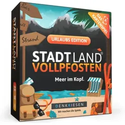 DENKRIESEN SL3013 Stadt Land Vollpfosten® - Das Kartenspiel – URLAUB EDITION - Meer im Kopf.