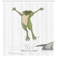 ABAKUHAUS Duschvorhang Frosch 175 x 180 cm grau/grün