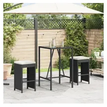 vidaXL Garten-Barhocker mit Kissen 2 Stk. Schwarz Poly Rattan